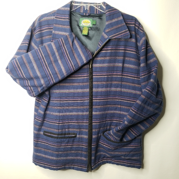 Cabela's Jacket Striped Blue and Black Long Sleeve Zip Front Women's Size XL - Picture 12 of 15